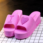 Sussid Naiste Armas Virsiku S&uuml;damega Paksutallalised Sandaalid ja Sussid Kodu Vannituba Pehme P&otilde;hjaga Keskmise Kontsaga Pl&auml;tud Libisemiskindlad Rannajalatsid 37