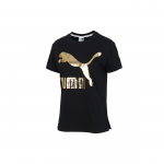 Puma Classics Logo Seeria Vabaaja L&uuml;hikeste Varrukatega T-s&auml;rk Naiste Topid Must Kuldne 579406-83 XS