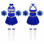 Laste T&uuml;drukute Cheerleading Tantsuesinemise Kost&uuml;&uuml;m Varrukateta Kleit Lillepallide ja Sokkidega 7-8 Years kuninglik sinine v&auml;rv