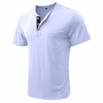 Meeste l&uuml;hikeste varrukatega Henley s&auml;rgid vabaaja topid Suvine n&ouml;&ouml;biga spordis&auml;rgid taskuga Athletic Workout Moisture Wicking T-s&auml;rgid meestele S valge