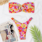 Para Praia Print ujumistrikoo Seksikad stringid ujumisriided Naiste Brasiilia bikiinikomplekt Olkadeta biquini rannariiete ujumiskost&uuml;&uuml;m S