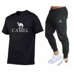 Camel Uus kevad-suvi meeste T-s&auml;rk P&uuml;ksid Kaheosaline &uuml;likond Mood Romaan Trend Vaba aeg T&auml;ielik spordi&uuml;likond S must