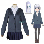 Aharen-san Wa Hakarenai Reina Aharen Cosplay Kost&uuml;&uuml;m Koolivorm Naiste R&otilde;ivad Seelik Pluus &Uuml;likond Halloweeni Kost&uuml;&uuml;m Parukas R&otilde;ivad L-(Costume+Wig)