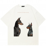 2024 Streetwear Dobermann Graphic Unisex T-s&auml;rk Puuvillane T-s&auml;rk Unisex Tops T-s&auml;rk Suvine l&uuml;hikeste varrukatega T-s&auml;rk S valge