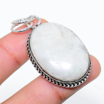 Natural Rainbow Moonstone Gemstone 925 Sterling Silver Pendant 2.05 r5q76