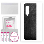 apgo Protective Skin Sticker for the back compatible with Samsung Galaxy Fold, Wrap Film, Foil, Vinyl - Pattern Black Leather