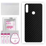 apgo Protective Skin Sticker for the back compatible with Huawei Enjoy 20e, Wrap Film, Foil, Vinyl - Pattern Carbon Black