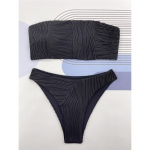 Bandeau Olkaimeta kortsus Brasiilia bikiinid Naiste ujumisriided Naiste ujumistrikoo Kaheosaline bikiinikomplekt supelkost&uuml;&uuml;m ujumine S must