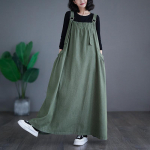 Naiste denim pikk kleit traksidega kevad suvi s&uuml;gis mood vabaaja vintage tasku rihm sale l&otilde;ige l&otilde;tv kauboi teksaseelik tunked XXL roheline