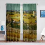 Nisup&otilde;ld k&uuml;pressidega, autor Van Gogh Klassikaline kunst t&uuml;ll l&auml;bipaistvad kardinad L&auml;bipaistev aknakardin elutoa magamistoa sisekujunduseks 1 PCS W100XH250cm&Rod Pocket