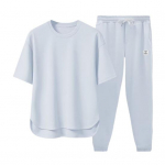 2 tk/komplekt Meeste Suvine Spordiriietus O-kaelusega L&uuml;hikeste Varrukatega T-s&auml;rk Elastse Paelv&ouml;&ouml;kohaga Laiade S&auml;&auml;rtega Pikad Dressip&uuml;ksid Komplekt &Uuml;hev&auml;rviline Vabaaja Riietus XL hall