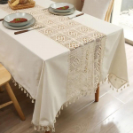 Puuvillane linane pitsist lapiline laudlina Prantsuse &otilde;&otilde;nesheegeldatud ruuduline tee laudlina tups Dekoratiivne roheline lauakate 100x140cm 1pcs