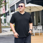 Suvine l&uuml;hikeste varrukatega T-s&auml;rk meeste V-kaelusega Plus Size Ice Silk &uuml;hev&auml;rviline T-s&auml;rk 9XL