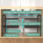 1 tk Roostevabast terasest kraanikausi alune hoiuriiul, Reguleeritav kraanikausi alune organiseerija - - Laiendatav riiul eemaldatavate paneelide ja v&auml;ljat&otilde;mmatavate riiulitega must