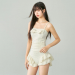 Naiste moe kortsudega k&otilde;hukontrolliga bikiinid ujumisriided, pehme polsterdatud kikilipsuga monokini naiste ujumistrikoo &uuml;hes t&uuml;kis seljata kuumaveeallika ujumiskost&uuml;&uuml;m S valge