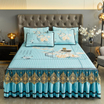 High-grade latex embroidered mat three-piece set washable bed skirt bed sheet lace bedspread thickened ice silk mat 120x200cm