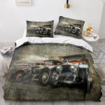 Retro auto voodipesukomplekt 3D HD tr&uuml;kitud lastele teismelistele meestele tekikott padjap&uuml;&uuml;rile 2/3 tk &uuml;heinimesevoodile kuningliku suurusega voodikate kingitus DE 100x135cm gray
