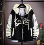 Hip-hop kapuutsiga pesapallivorm Unisex kerge spordir&otilde;ivaste jakk Meeste pommijoped S&uuml;gismantel kiri tr&uuml;kitud 3XL must
