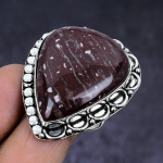 Cappuccino Jasper Gemstone 925 Sterling Silver gift Jewelry Ring Size 10 m2W77