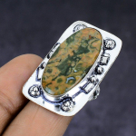 Rainforest Jasper Gemstone 925 Sterling Silver gift Jewelry Ring Size 6 M6M63