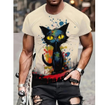 Suvine meeste T-s&auml;rk L&uuml;hikeste varrukatega Loomade T-s&auml;rgid Vabaajaline O-kaelus Suur Pullover Mood T&auml;navar&otilde;ivad Meeste riided Kasside T-s&auml;rgid S