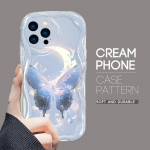 iPhone 16 15 14 13 12 Pro Max jaoks Samsung S24 Ultra S23 S22 Plus Redmi Note 13 Pro Cartoon Butterfly Pattern Pehme lainelise servaga p&otilde;rutuskindel telefoni&uuml;mbris iPhone SE 2020 valge