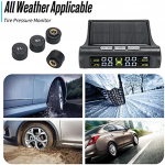 Juhtmeta p&auml;ikeseenergia rehvir&otilde;hu j&auml;lgimiss&uuml;steemid 4 v&auml;lise anduriga reaalajas r&otilde;hu- ja temperatuurih&auml;ire automaatne veoauto ohutusmonitor 17x11x5cm