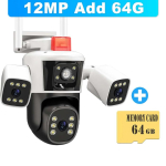6K 12MP WiFi IP-kaamera v&auml;litingimustes, kolme objektiiviga panoraamvaade PTZ IP-kaamera AI j&auml;lgimine turvakaitse CCTV videovalve UK Plug