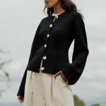 Naiste Kate kardigan kampsunid vabaaja pikkade varrukatega avatud esin&ouml;&ouml;biga MODISH KARDIGAN &ndash; LAIAD VARRUKAS S must