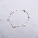 Ehtne 925 Sterling H&otilde;bedane naturaalne barokkp&auml;rlitest k&auml;ev&otilde;ru, mood 6&ndash;7 mm mageveep&auml;rlitest naiste ehted 18cm