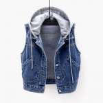 Denim Vest Naiste kevadised s&uuml;gisriided Varrukateta metsikud topid L&uuml;hike kapuutsiga jakk Naiste Denim Teksad Vest jakk Naine 5XL tumesinine v&auml;rv
