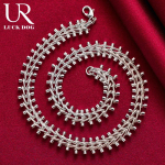 925 h&otilde;bedane kaherealine helmestega kaelakee Moodsad pulmaehted 45CM