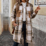 Casual Trend Mitmek&uuml;lgne s&uuml;gis- ja talvine naiste villane pika osaga ruuduline s&auml;rkjakk XL kohv