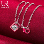 925 Sterling Silver Square tsirkoon ripats Kaelakee Moodsad pulmaehted O-45CM