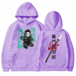 Kamado Tanjirou Demon Slayer tr&uuml;kitud kapuutsiga Anime graafiline kampsun, naiste meeste vabaaja topid, pikkade varrukatega fliisist kapuutsiga pullover XL