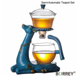 K&otilde;rge borosilikaatklaasist teekann T&uuml;rgi tilgutipott, teekohv, kuumakindel alusega Puer veekeetja Teapot