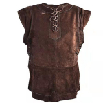 Gooti meeste sidemega piraadi renessanss r&uuml;&uuml;tli vest tuunika jakk vintage meeste keskaegne varrukateta vest XS kohv