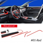 9 tk s&uuml;sinikkiust autokonsooli keskse armatuurlaua katte dekoratiivsed kleebised Honda Civic 10th 2016&ndash;2019 autotarvikutele punane