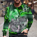 Wolf Print T-s&auml;rk meeste vabaaja 3D prindiga Wolf Graphic T-s&auml;rk O-kaelusega meeste riided T-s&auml;rgid meestele Mood lahtised meesteriided S