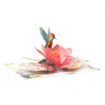 Koolibri s&uuml;nnip&auml;evakaart K&auml;sitsi valmistatud h&uuml;piklinnu lillekaart 3D emadep&auml;eva aastap&auml;eva tervitus s&otilde;brap&auml;evaks A