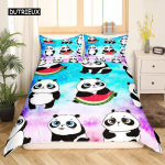 Panda Tiger voodipesukomplekt, 3D-prinditud loomade tekikott, kaks &uuml;heinimesevoodit, suur kaheinimesevoodiga Queen Double UK Suppking sizes voodipesu padjap&uuml;&uuml;r EU single(135x200cm)