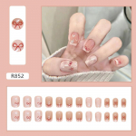 24 tk Bow Wearing Nail Eemaldatav Love Nail Piece Star k&uuml;&uuml;nelaaster V&auml;ike l&uuml;hike T nahapuuder Prantsuse k&uuml;&uuml;net&uuml;kk
