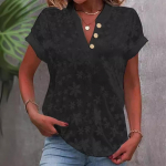 HNXC naiste moe vabaaja suve &uuml;hev&auml;rvilise tr&uuml;kiga l&uuml;hikeste varrukatega V-kaelusega pluusid ja s&auml;rgid S must