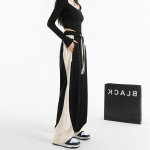 Dressip&uuml;ksid Naiste p&uuml;ksid Patchwork lahtised elastsed v&ouml;&ouml;kohad laia s&auml;&auml;rega p&uuml;ksid vabaaja kevadised t&auml;navar&otilde;ivad mood mustad Y2k p&uuml;ksid S