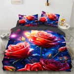 Punane roos tekikoti komplekt lilleline 23-osaline voodipesu &uuml;heinimesevoodi/kaheinimesevoodi/queen-size voodi/king-size voodi tekk/voodikate komplektid voodipesu pulmadeks US Full 200x230cm