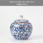 Retro sinivalge suletud keraamiline teekann hoiupurk majapidamiskeraamika hoiustamine v&auml;ike teekann kodu kaunistamine keraamiline pott