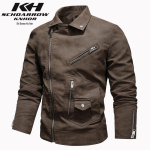 Meeste kunstseanahast (PU) jakk, kunstseap&auml;raga, as&uuml;mmeetrilise lukuga ja suurte rev&auml;&auml;ridega - Euroopa/Korea trendikas stiil European size S must