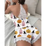 Naiste heegeldatud pitsist pidžaama varrukateta V-kaelusega vabaajar&otilde;ivaste komplekt, 2-osaline magamisriiete &uuml;likond Seksikas soliidne koduriided XXL