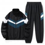 S&uuml;gisene p&uuml;stkrae jakk meestele, &uuml;hendatud spordimeeste kaheosaline komplekt XXL must