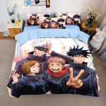 Jujutsu Kaisen Voodipesukomplekt, Jaapani Kuulus Anime Tekikoti Komplektid, Satoru Gojo Tekikate ja Padjap&uuml;&uuml;rid &Uuml;he-/Kahe-/Queen-/King-suuruses 135x200cm 2pcs